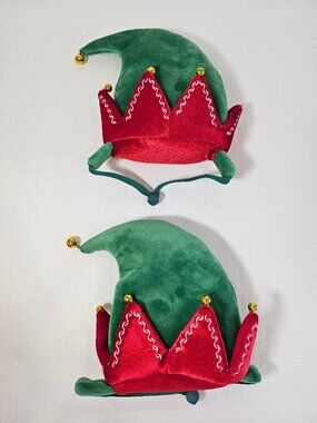 Set Of Two Merry and Bright Holiday Elf Pet Hats Large/Extra Large Sizes